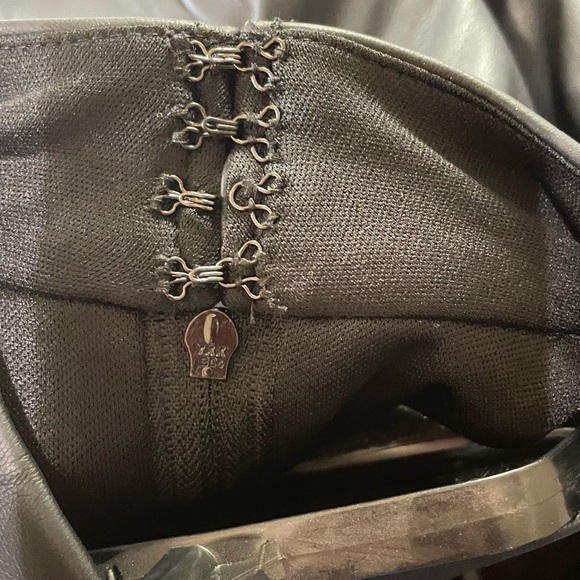 LA FEMME Black Vegan Leather Metal Chain Dress - Picture 10 of 13